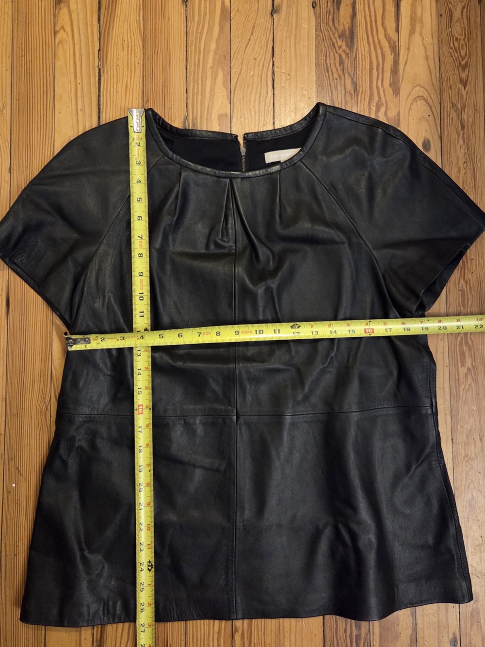 Banana Republic Black Leather Short-Sleeve Blouse - Picture 5 of 6